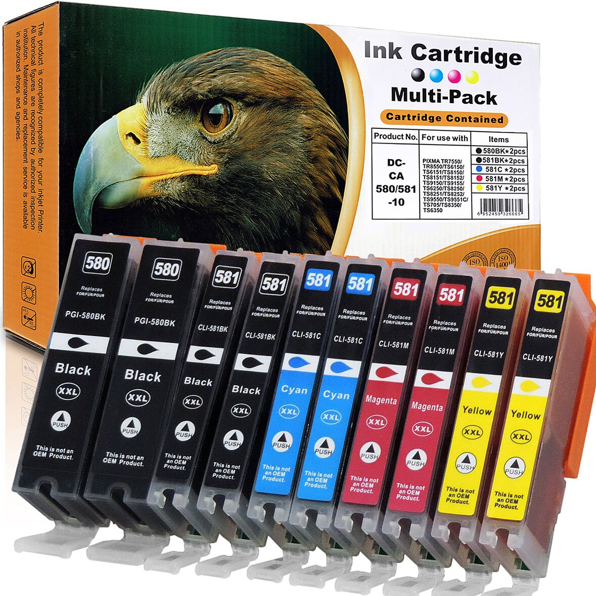 10er Set D&C Tinte für Canon Pixma TS8351 Druckerpatronen kompatibel Canon Pixma TS 8351 Drucker