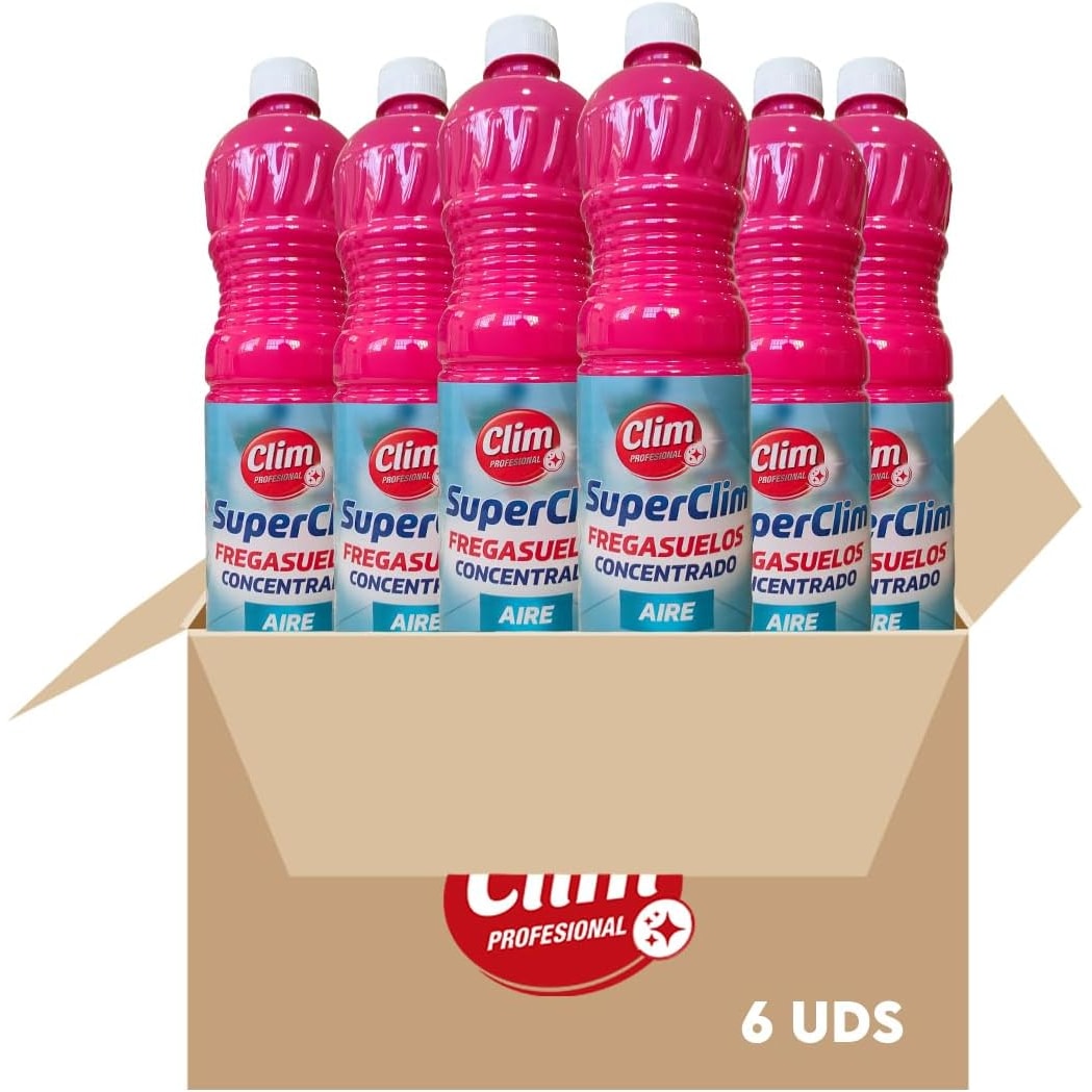 Fregasuelos Superclim Extra Concentrado Todo tipo Suelos. Aroma Aire Extra Duradero 6 botellas 1L