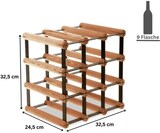 thumbnail of PROREGAL Modulares Weinregal VINOTECA MOD METAL | HxBxT 32,5x32,5x24,5cm | 3x3 Flaschen | Massives Kiefernholz | Braun geölt | Flaschenregal