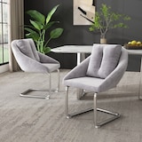 thumbnail of Esszimmerstuhl 2er Set Samt Grau 82x59x65 cm mit Drehfunktion Kissen Metallgestell ergonomisch modern für Wohn und Essbereich