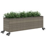 thumbnail of vidaXL Plantenbak met wielen 3 potten 107x32x38 cm poly rattan grijs