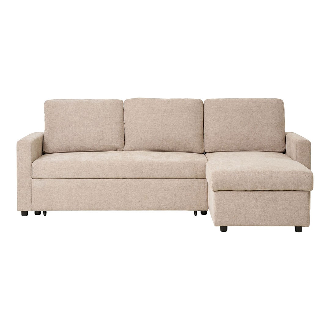 Belfast Schlafsofa Chaise Longue mit Aufbewahrung sandfarben dunkel.