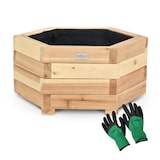 thumbnail of Pflanzkasten Holz 6-eckig MICHA - Inkl. Vlies und Handschuhe | Pflanzkübel Tannenholz Blumenkasten Blumenkübel Blumentopf Terrasse, 46cm Breit