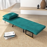 thumbnail of Sofá cama convertible sillón cama triple pliegue con respaldo ajustable de 5 niveles y almohada acolchada carga 120 kg 63x73x81 cm verde