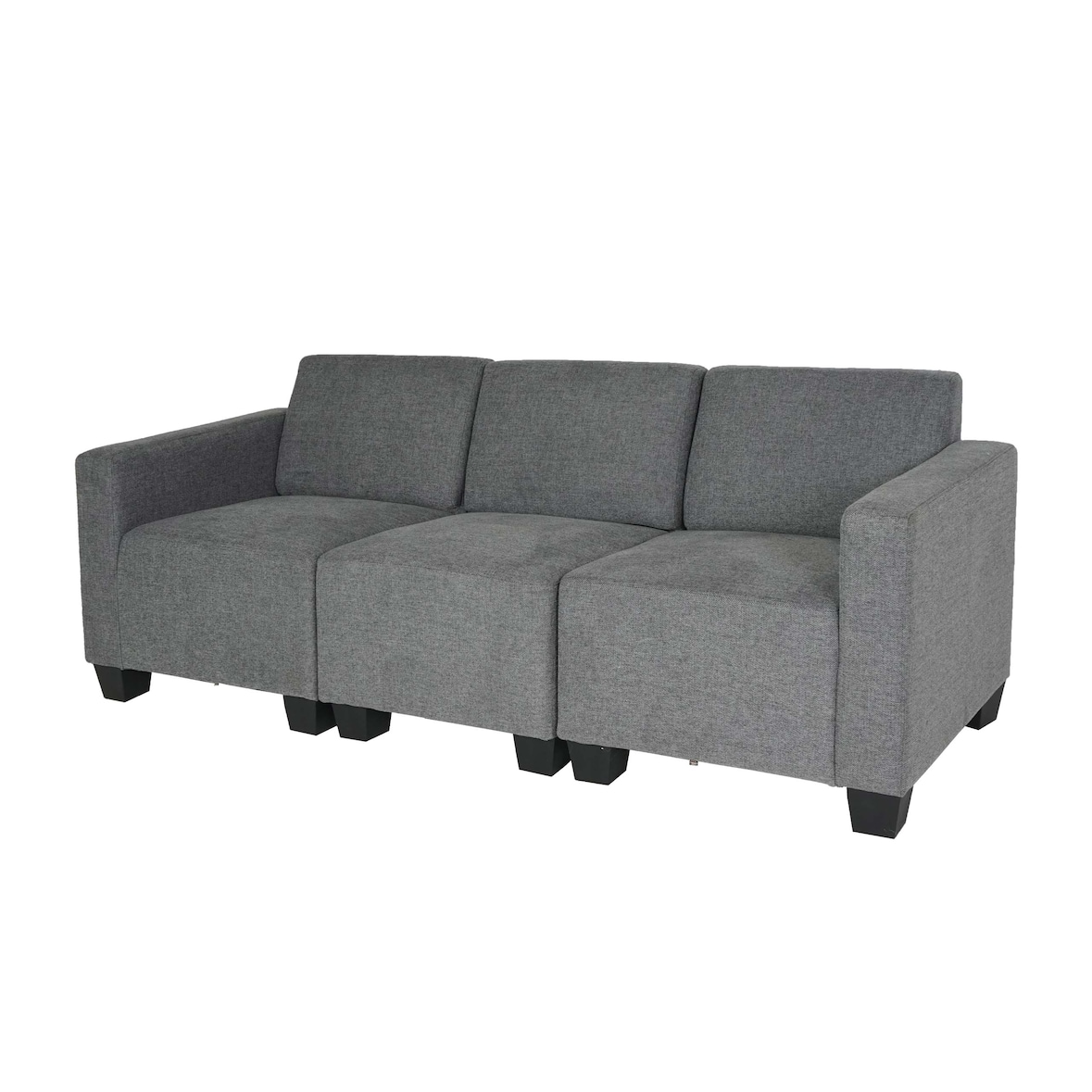 Sofá modular 3 plazas Couch Lyon, tela/textil ~ gris