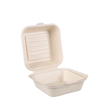 Honest Pack Burgerbox aus Zuckerrohr 15x15x8cm 500 Stück, biologisch abbaubare, kompostierbare