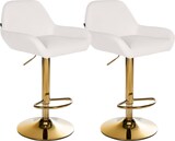 thumbnail of 2er Set Barhocker BIKEL - Kunstleder Weiß 51x52x89 cm Gold | Barstuhl Höhenverstellbar Mit Lehne Drehbar Tresenhocker Tresenstuhl Kneipenhocker