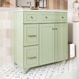 thumbnail of Badezimmerschrank mit Waschbecken 90×82×47 cm – Stehender Badschrank Grün mit Keramikwaschtisch und multifunktionalem Stauraum