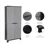 thumbnail of Armario de Resina Exterior con 3 Baldas 171x68x39cm Gris Thinia Home