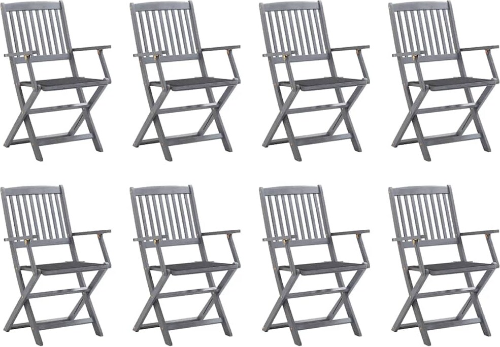 vidaXL 8x Akazienholz Massiv Gartenstuhl Klappbar mit Kissen Armlehnen Klappstuhl Essstuhl Holzstuhl Stuhl Stühle Gartenstühle Holzstühle Gartenmöbel