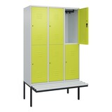 thumbnail of C+P Spind Classic PLUS, Kunststoff schwebende Sitzbank, 6 Abteile, HxBxT 212x120x82cm, Zylinderschloss, Hellgrau/Clowngrün von PROREGAL