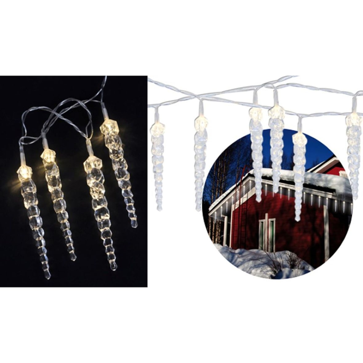 LED Eiszapfen Lichterkette warmweiß Innen/Außen