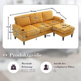 thumbnail of 4-Sitzer Sofa aus Chenille mit Hocker und Stauraum – Elegantes Design in Gelb, Getränkehalter und Seitentaschen, Komfort bis 300 kg