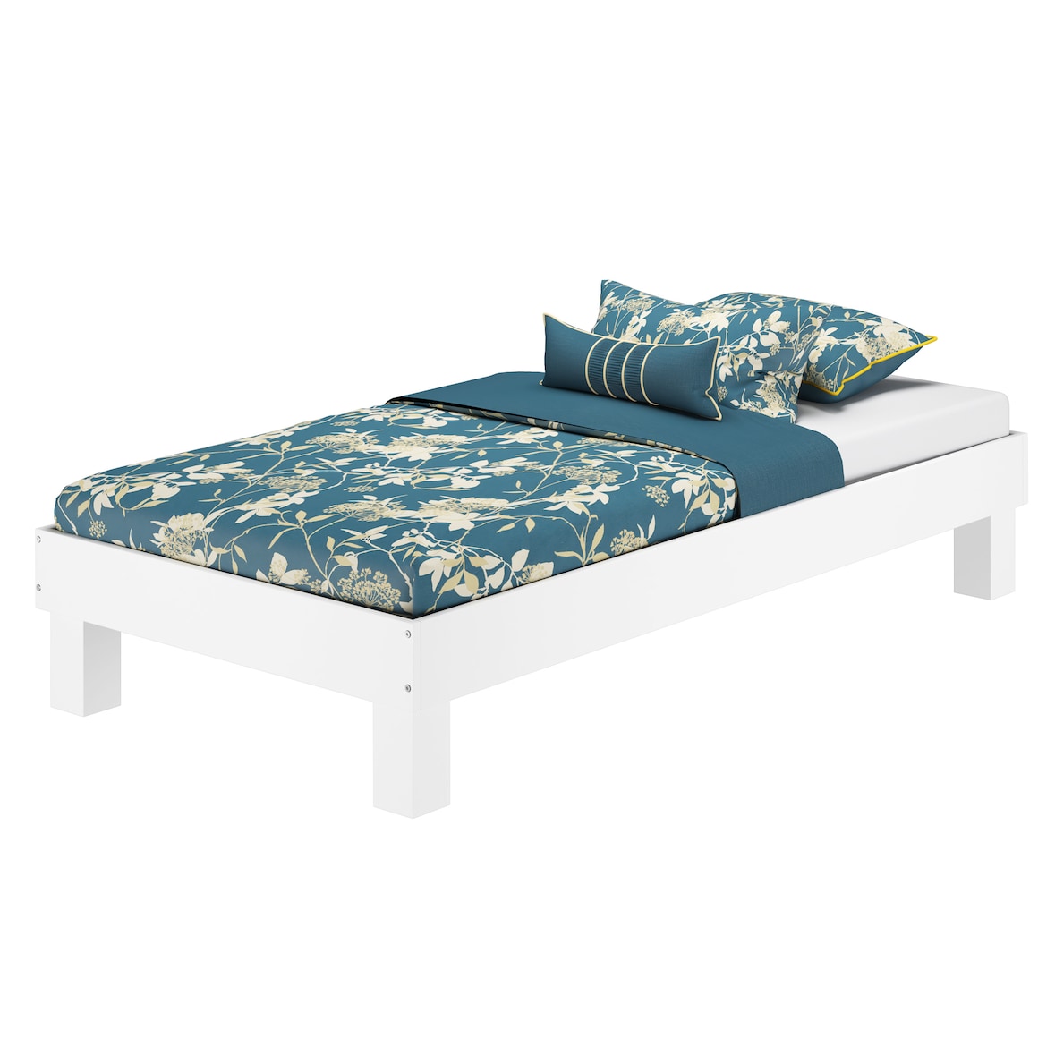 Waschweißes Doppelbett Einzelbett in Überlänge Buche wählbare Bettbreite V-60.87W-220