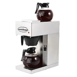thumbnail of Kaffeemaschine inkl. 2 Kaffeekanne aus Glas 1,8 Liter | 45,5x20,5x40,5cm | Edelstahl + CHEFGASTRO Geschirrtuch