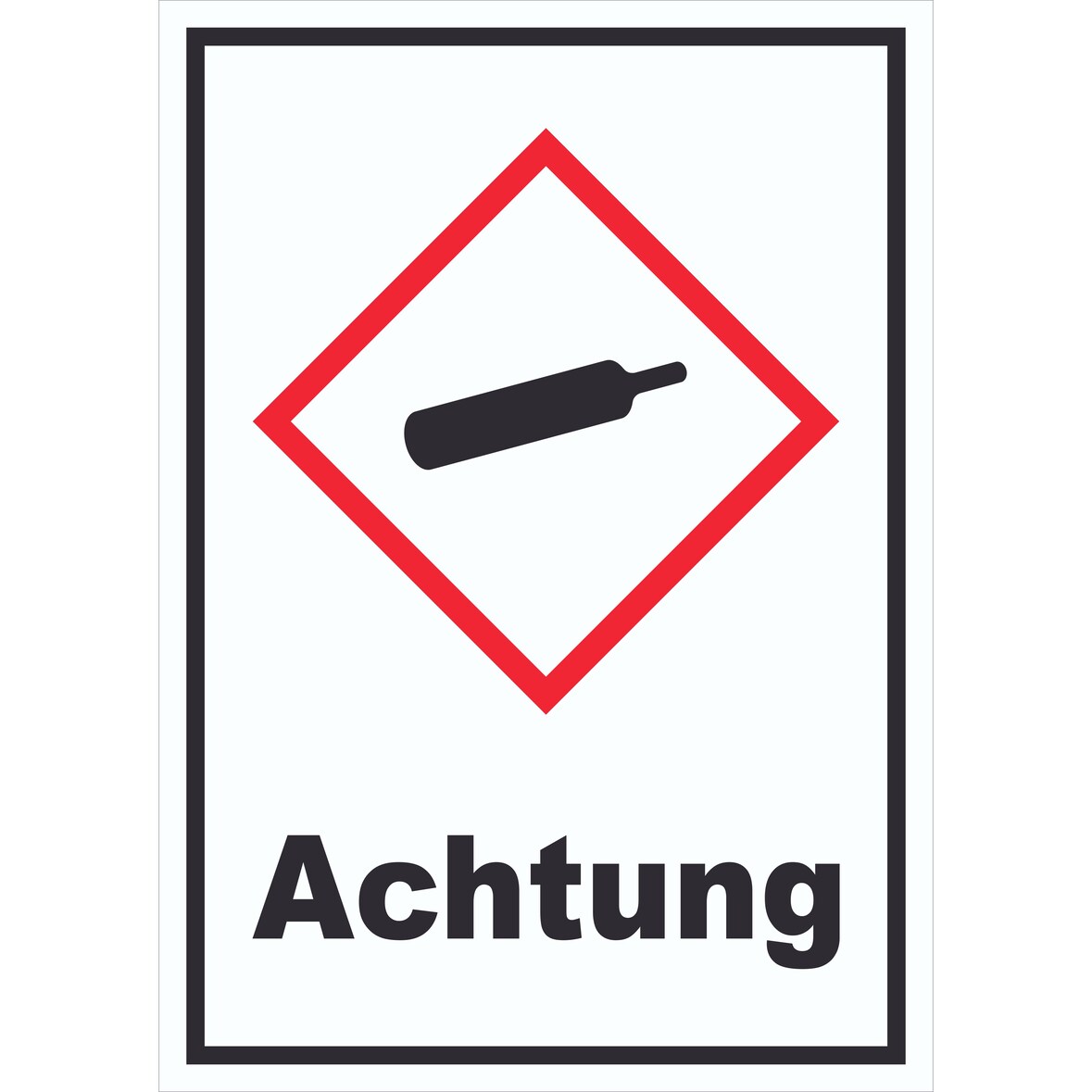 Schild Gasflasche Gas unter Druck Achtung hochkant A6 (105x148mm)