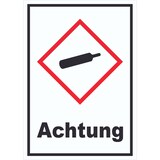 thumbnail of Schild Gasflasche Gas unter Druck Achtung hochkant A6 (105x148mm)