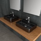 thumbnail of Alpenberger Waschbecken 60 cm mit Nano | Aufsatzwaschbecken Schwarz Matt Badezimmer Gäste-WC | Keramik Waschbecken mit Überlauf & Hahnloch Waschtisch