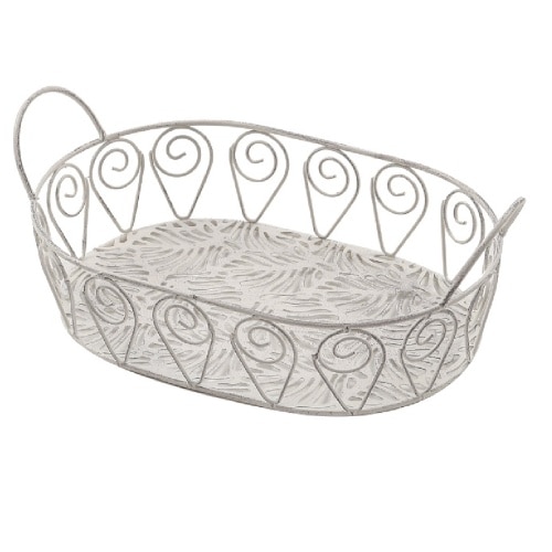 Metallkorb oval Aufbewahrungskorb Drahtkorb Gitterkorb Regalkorb antik weiß : Oval