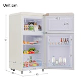 thumbnail of Kompakter 46×45×91 cm Retro Kühlschrank 72L Zweitürig Gefrierfach 21L Kühlfach 51L Energiesparend E-Klasse Verstellbare Einlegeböden Weiß