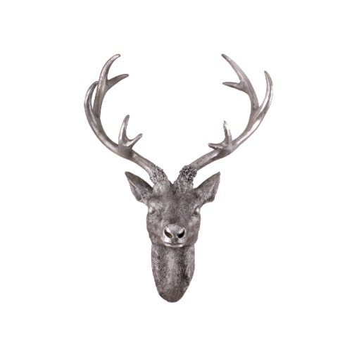 Hirschgeweih Hirschkopf Wanddeko Dekoration Wandschmuck Figur Geweih Silber 20x30cm : Silber : 30 cm