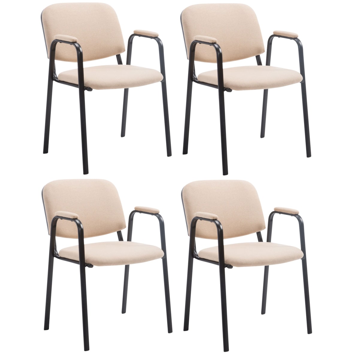 CLP Lot de 4 Chaises Empilables Ken Pro en Tissu Tissu HBT: 79x53x55 cm Crème