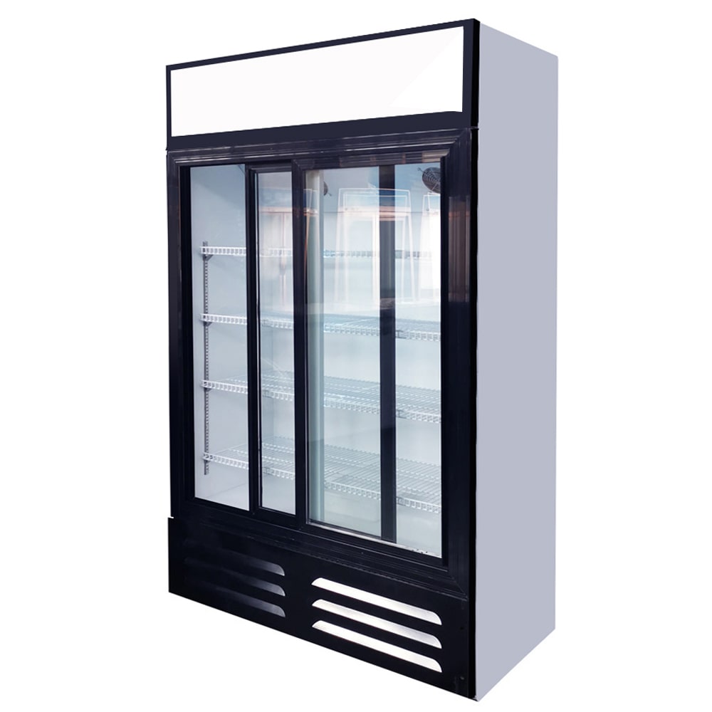 Romux® Glastürkühlschrank MA 600 Liter 2 Türen Glasschiebe | Professioneller Getränkekühlschrank mit Glastür & LED