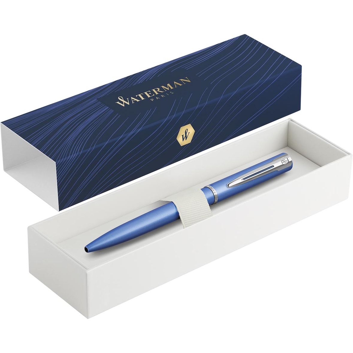 WATERMAN Stylo bille Allure Bleu, pointe moyenne encre Bleue