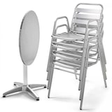 thumbnail of Table de jardin ronde et 4 chaises aluminium gris - Oviala