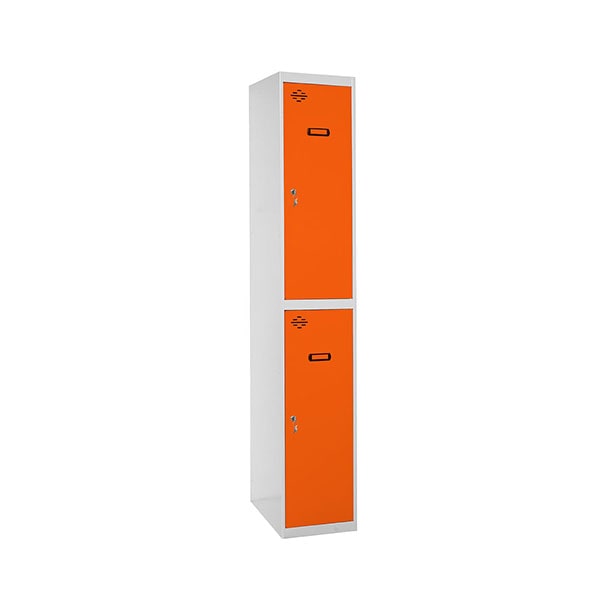 SimonRack Vestiaire Métallique 2 Portes avec Clé, 1800x300x500 mm, Gris/Orange - Simonlocker