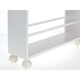 thumbnail of Yamazaki Home Küchenwagen Nischenwagen schmal mit Rollen weiß Rollwagen Metall 3 Ebenen und Holzablage 13x80x47cm