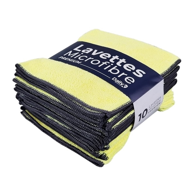 Lavette microfibre multi-usage DKMULTI - 38x38cm x 10 JAUNE - Daily K
