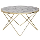 thumbnail of WOHNLING Design Couchtisch Marmor Optik Weiß Ø 85 cm Gold Wohnzimmertisch Rund