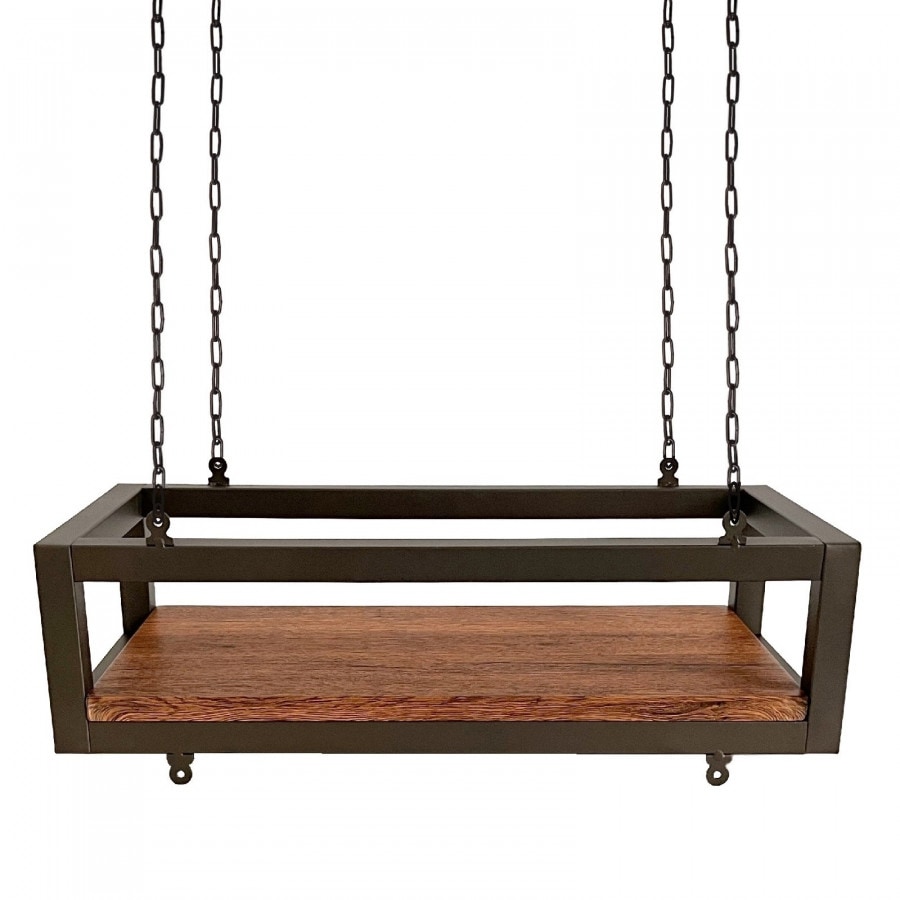 Hängendes Deckenregal FLOWERS 55 cm BRAUN mit Ketten für Blumen Vertikaler Flaschenhalter aus Glas für den Garten, Bar, Küche von Yelloo