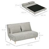thumbnail of Schlafsofa 141x90x81 Buchenholz Beine verstellbare Rückenlehne 3-fach Bettfunktion Gästebett Polyester Komfort Elegant Grau