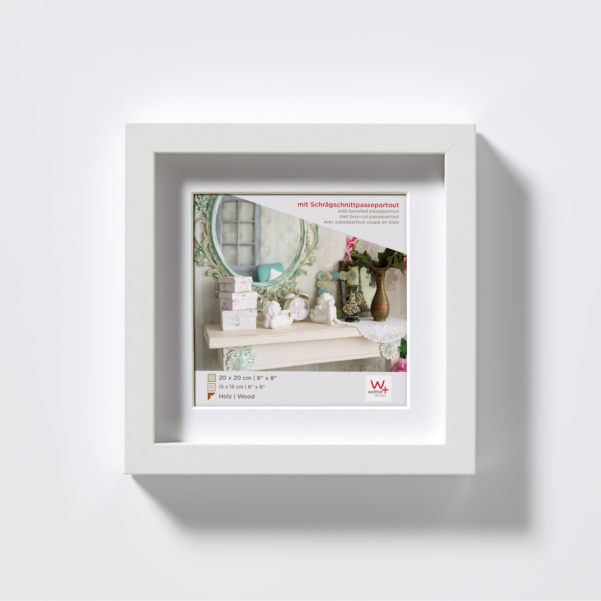 Stockholm 3D Houten Fotolijst 20x20 cm WIT