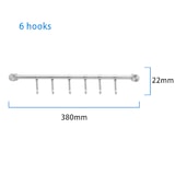 thumbnail of Intirilife Hängeleiste für die Küche aus Edelstahl mit 6 Haken zum Bohren - 35.8 x 3.4 x 2.2 cm Küchen Reling Hakenleiste Küchenstange Wandhalterung