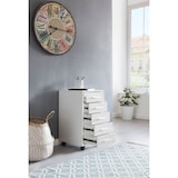 thumbnail of Rollcontainer Weiß 33 x 63 x 38 cm Holz Schubladenschrank Schreibtisch, Büro Schrank mit 5 Schubladen, Container Rollschrank klein Standcontainer