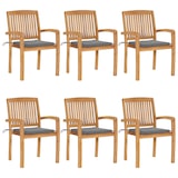 thumbnail of vidaXL Stapelbare Gartenstühle mit Kissen 6 Stk. Massivholz Teak