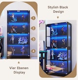 thumbnail of Merax LED-vitrinekast 80x35x170 cm, moderne zwart glazen vitrine, collectievitrine met app-bediening, 4 niveaus, push-to-open deuren