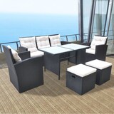 thumbnail of vidaXL 6-tlg. Garten-Essgruppe mit Auflagen Poly Rattan Schwarz