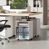 thumbnail of HOMCOM Mobile Porta Stampante con Ruote e 2 Ripiani in Legno Bianco