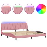 thumbnail of vidaXL Bettgestell mit LED-Leuchten Rosa 200x200 cm Samt