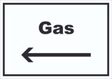 thumbnail of Gas Schild mit Text und Richtungspfeil links Anschluss waagerecht A4 (210x297mm)
