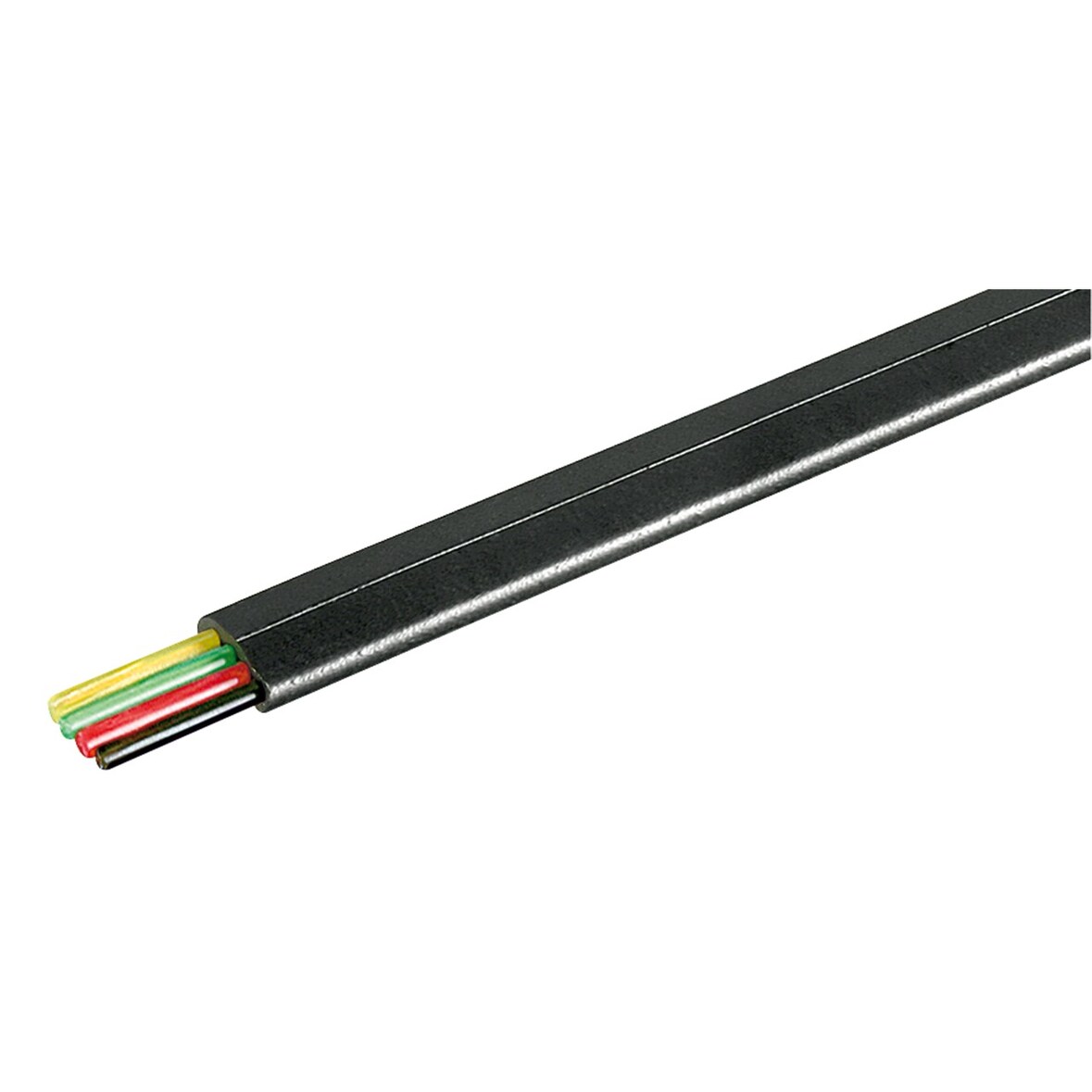 Goobay 50253 Telefonflachkabel 100 m Rolle, AWG 30,CU (Kupfer), Schwarz - 4 adrig