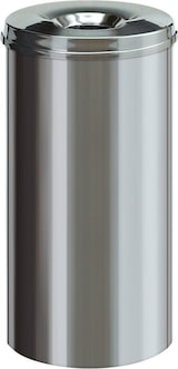 thumbnail of PROREGAL Selbstlöschender Papierkorb & Abfallsammler aus Edelstahl | 50 Liter, HxØ 62,5x33,5cm | Silber