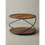 thumbnail of Couchtisch aus Sheesham Massivholz und Edelstahl, Schwarz/Braun, 2 Ablageflächen. 58x58x35 cm | Kadima Design