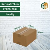 thumbnail of 500 x Faltkartons (200 x 150 x 90 mm) stabil 1-wellig Versandkarton Päckchen DHL Hermes Schachtel Box Paket braun BB-Verpackungen