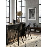 thumbnail of Skandinavischer Barhocker: Polsterung, Rückenlehne, X-Beine mit Metallring, Kunstleder-Sitzschale, Filzgleiter. 49x53x113 cm | Kadima Design