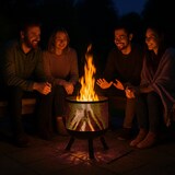 thumbnail of Relaxdays Feuerkorb, Mesh Design, Feuerrost, Schürhaken, Feuer im Garten, Feuertonne, Stahl, HxD: 53 x 44 cm, schwarz
